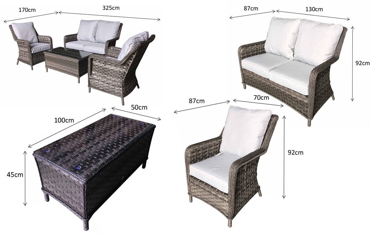 Signature Weave Mia Four-Seater Sofa Set - Multi-Grey Wicker