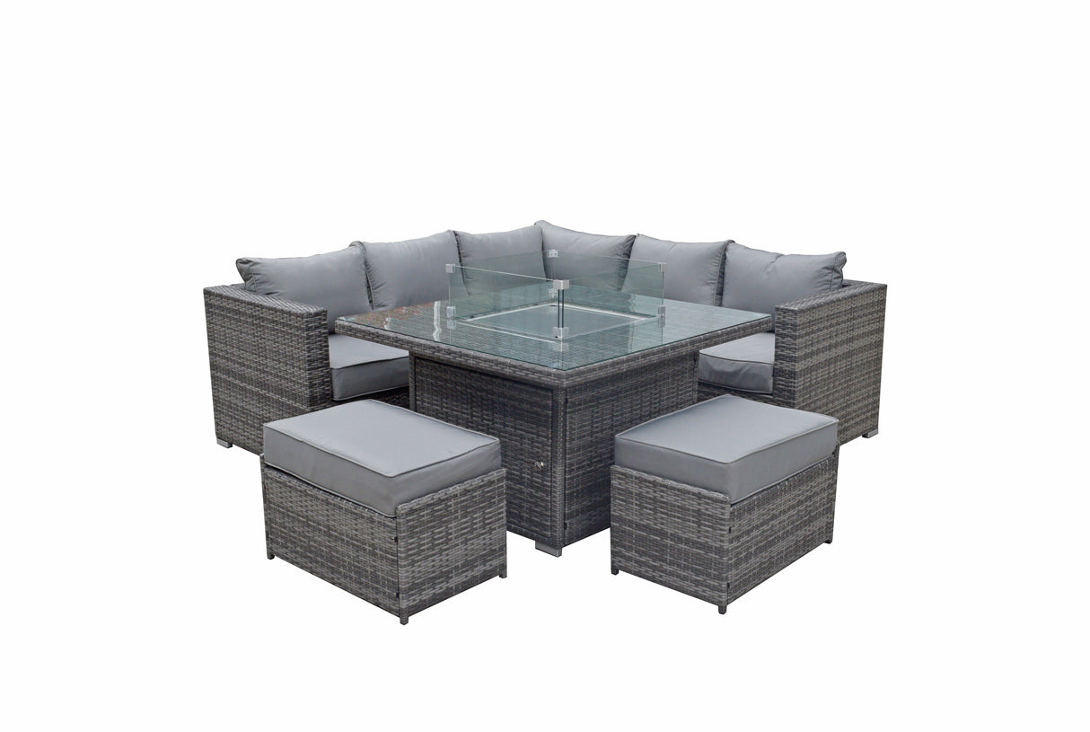 Signature Weave Milan Gas Firepit Table - Grey