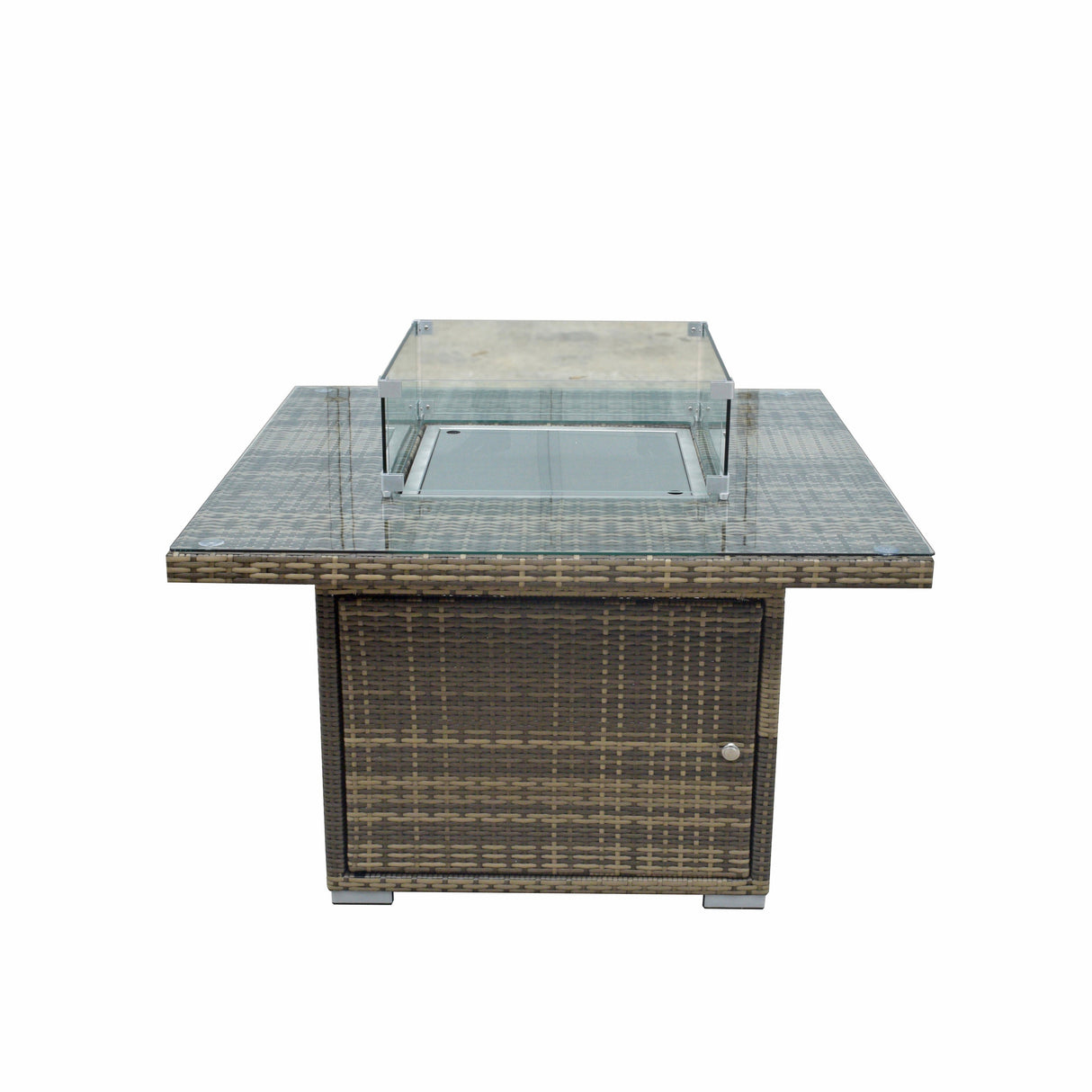 Signature Weave Milan Gas Firepit Table - Nature/Brown