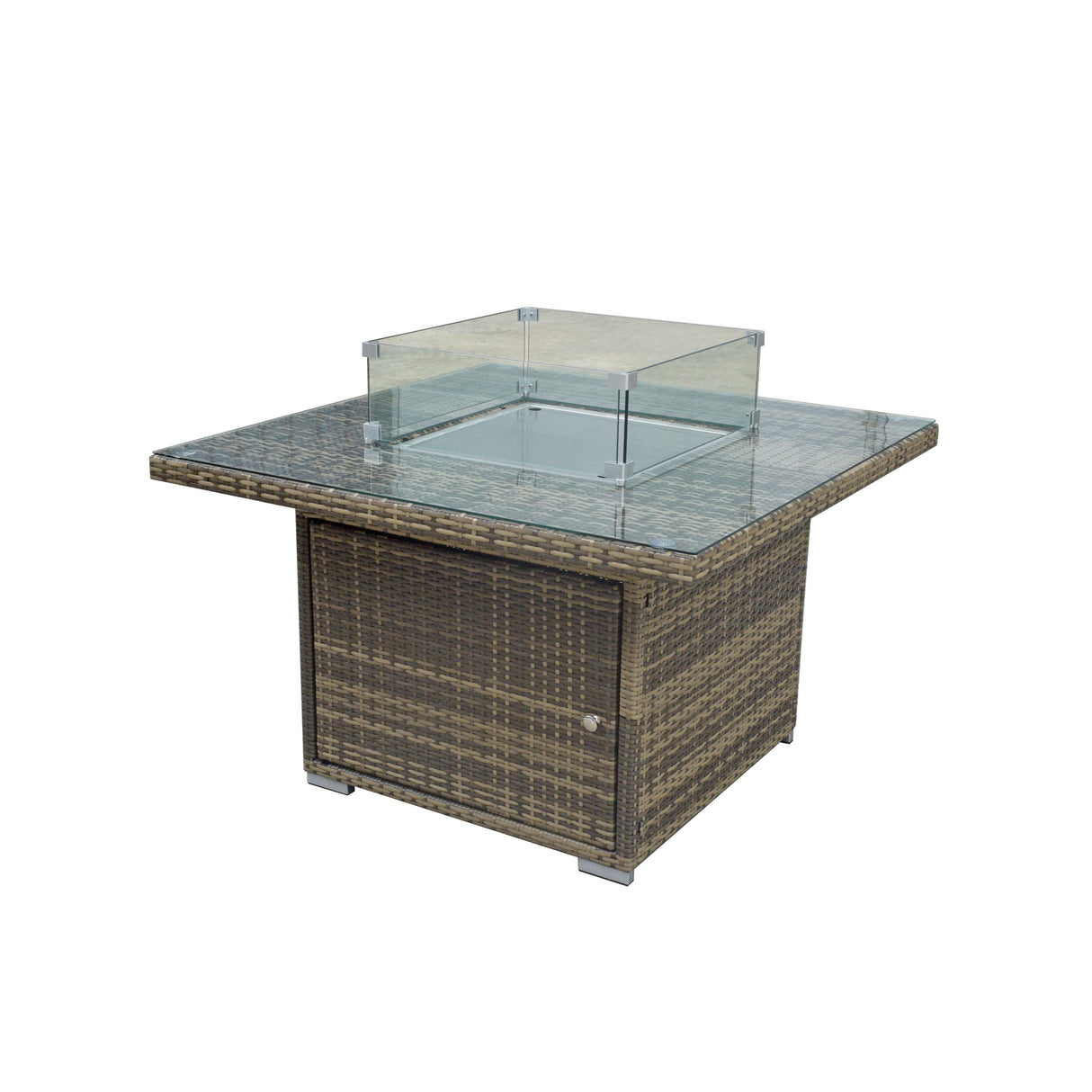 Signature Weave Milan Gas Firepit Table - Nature/Brown
