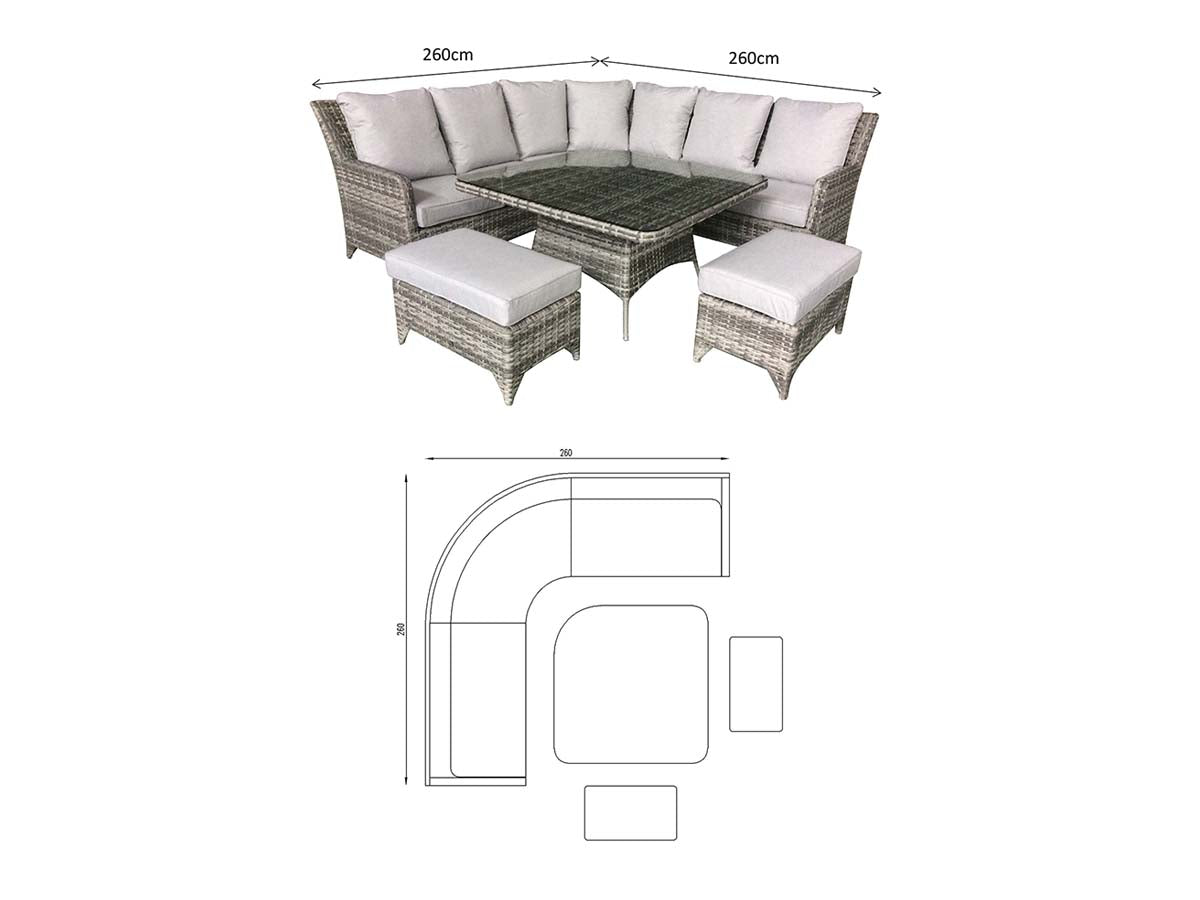 Signature Weave Sarah Corner Dining Set - Grey