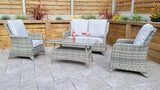 Signature Weave Sarah Four-Seat Sofa Set with High Coffee Table in - Grey