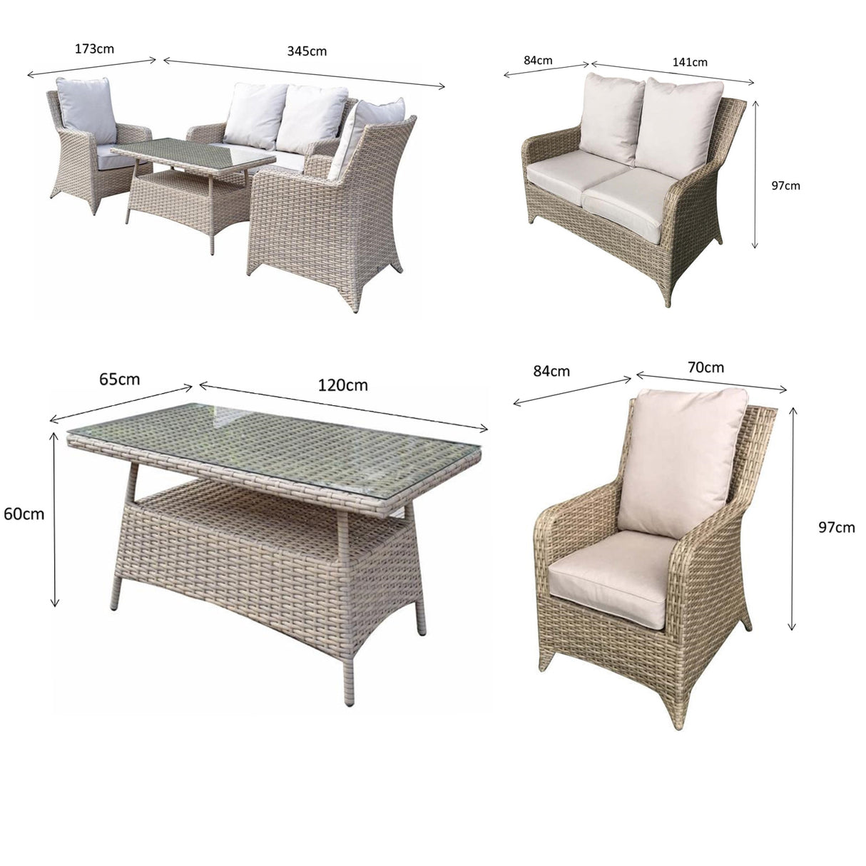 Signature Weave Sarah 4-Seat Sofa Set with High Coffee Table - Nature