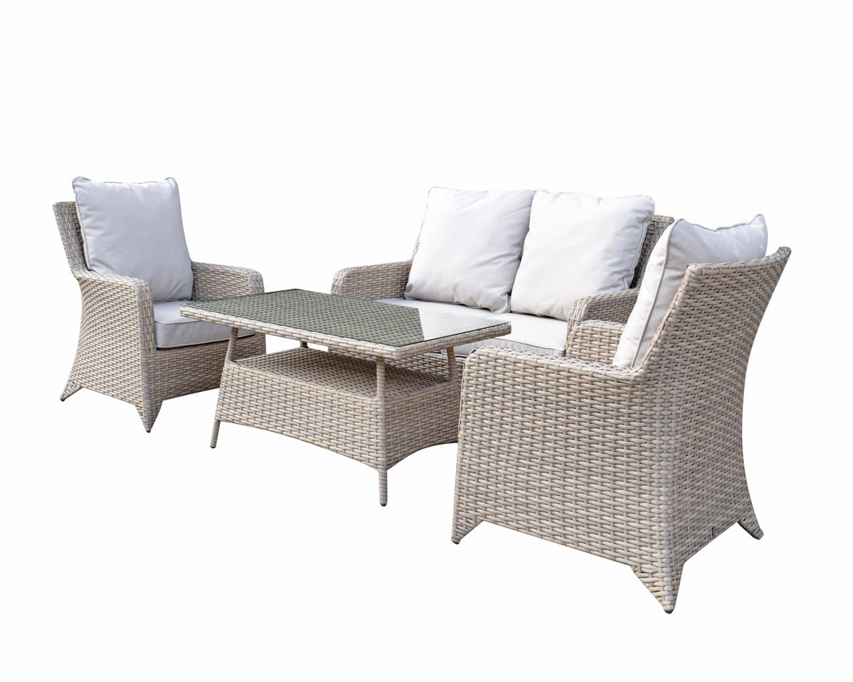 Signature Weave Sarah 4-Seat Sofa Set with High Coffee Table - Nature