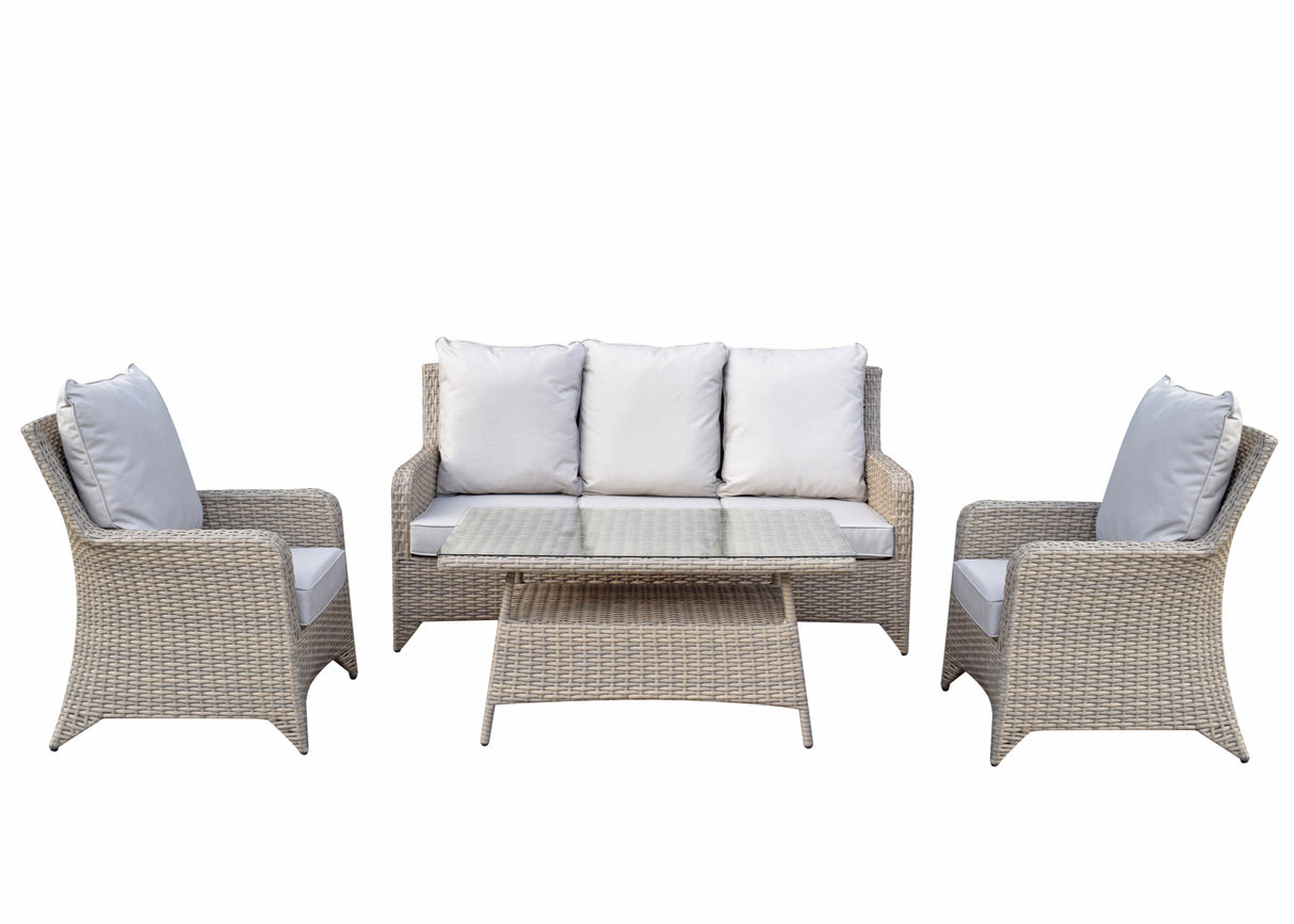 Signature Weave Sarah 5-Seat Sofa Set with High Coffee Table - Nature
