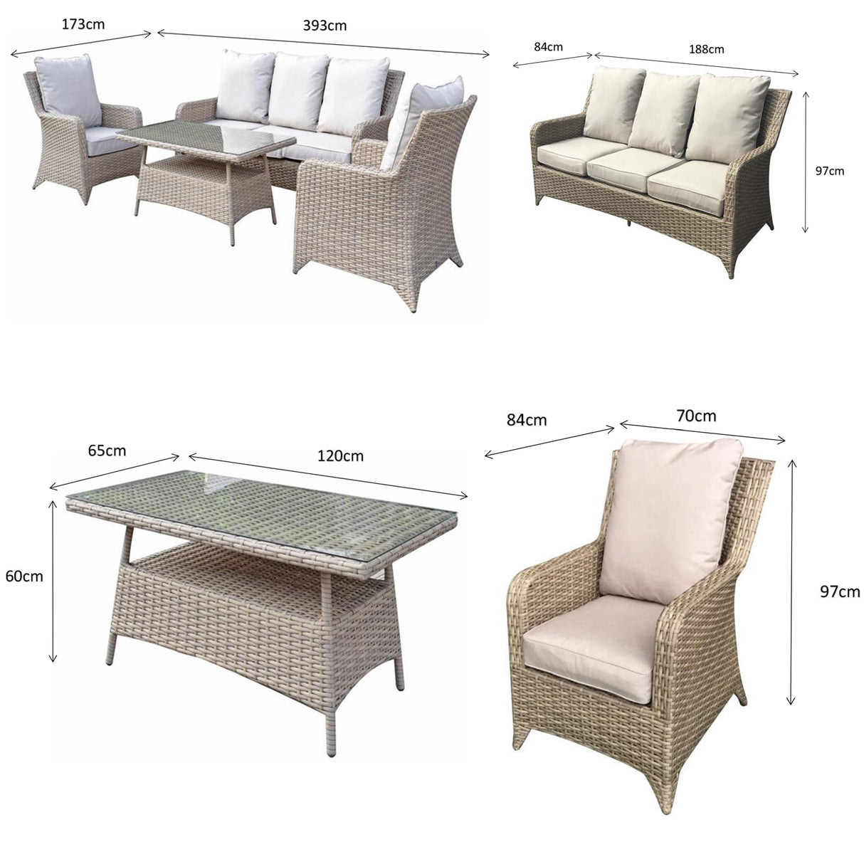 Signature Weave Sarah 5-Seat Sofa Set with High Coffee Table - Nature