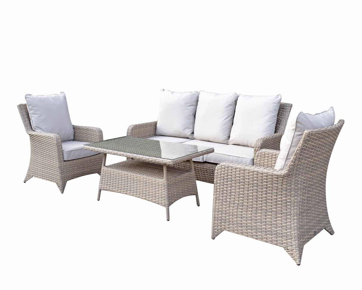 Signature Weave Sarah 5-Seat Sofa Set with High Coffee Table - Nature