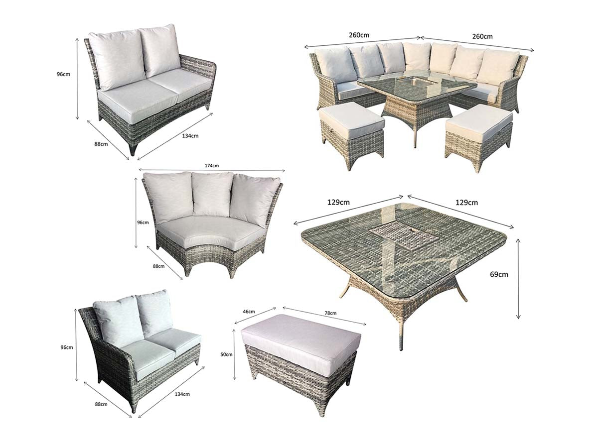 Signature Weave Sarah Corner Dining Sofa with Ice Bucket - Grey