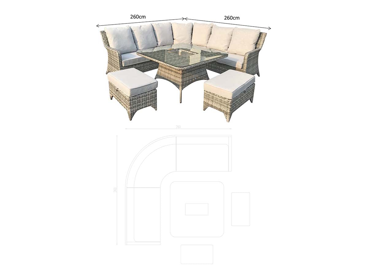 Signature Weave Sarah Corner Dining Sofa with Ice Bucket - Grey
