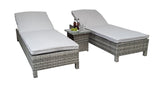 Signature Weave Sarena Sun Loungers Pair with Drinks Table - Grey