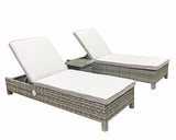 Signature Weave Sarena Sun Loungers Pair with Drinks Table - Grey