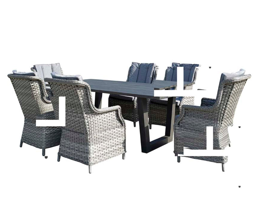 Signature Weave Victoria Aluminium Hand-Painted Grey Dining Table