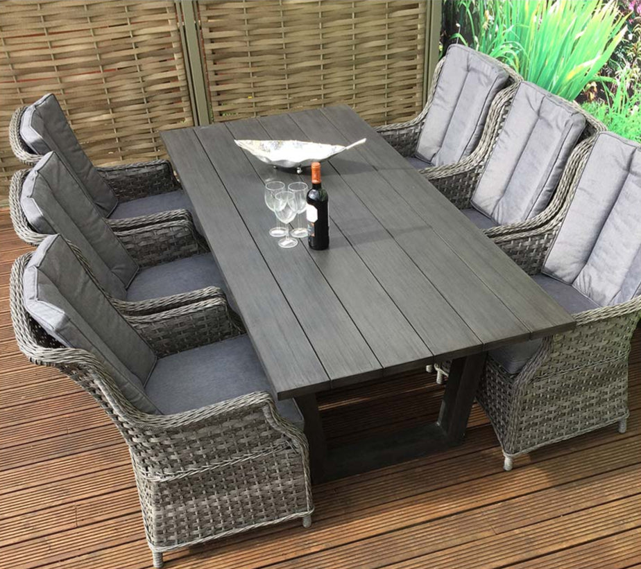 Signature Weave Victoria Aluminium Hand-Painted Grey Dining Table