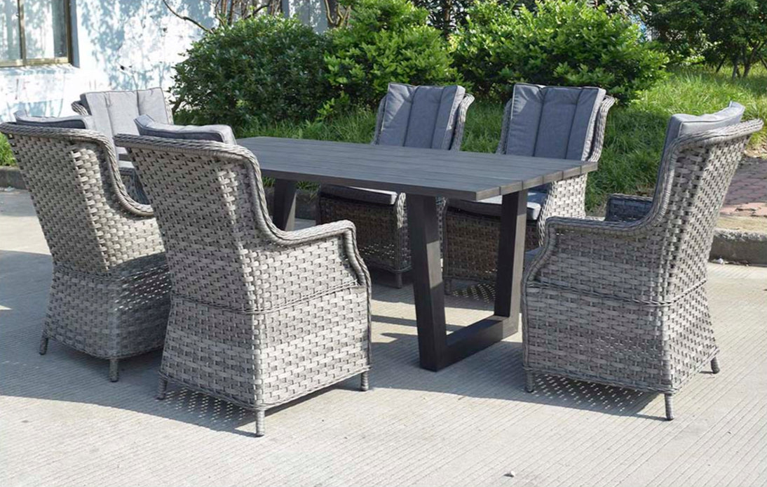 Signature Weave Victoria Aluminium Hand-Painted Grey Dining Table