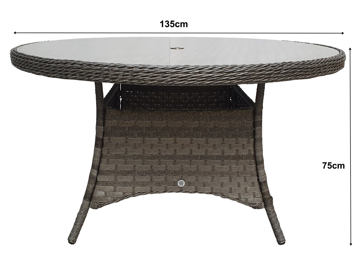Signature Weave Victoria Round Dining Table – Grey 3 Wicker Weave