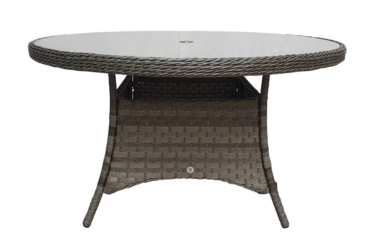 Signature Weave Victoria Round Dining Table – Grey 3 Wicker Weave