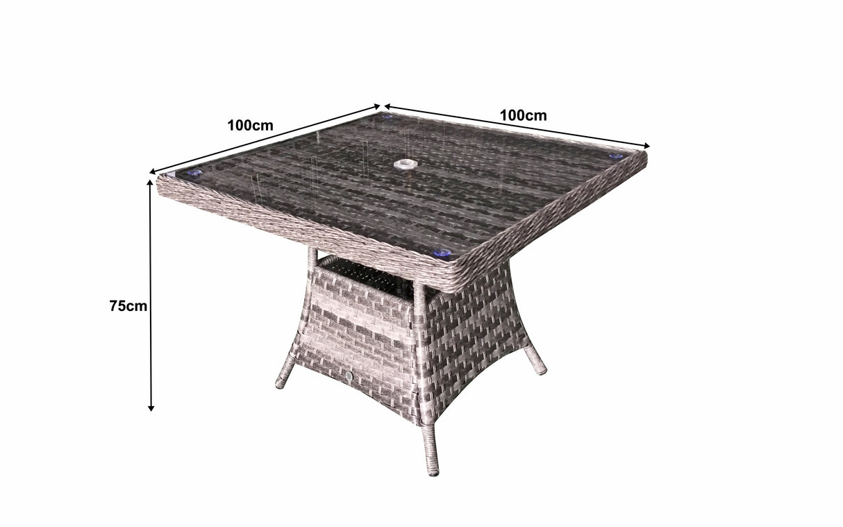 Signature Weave Victoria Square Dining Table – Grey 3 Wicker Weave