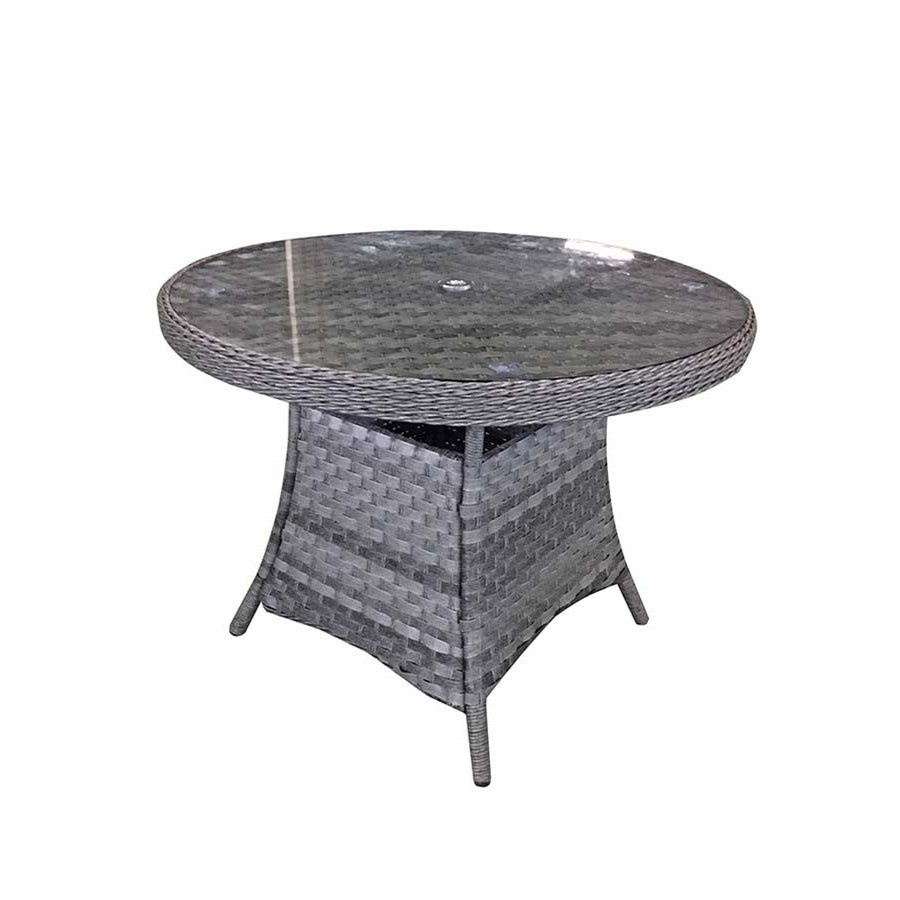 Signature Weave Victoria Round Dining Table – Grey 3 Wicker Weave