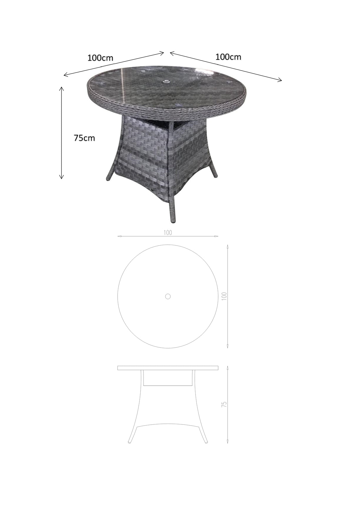 Signature Weave Victoria Round Dining Table – Grey 3 Wicker Weave