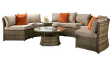 Signature Weave Juliet Half Moon Sofa Set with Glass Top Coffee Table and 2 Drinks Tables - Mixed Brown