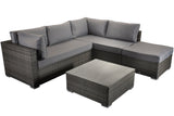 Signature Weave Savannah Corner Sofa Set with Chaise and Glass Top Coffee Table - Grey
