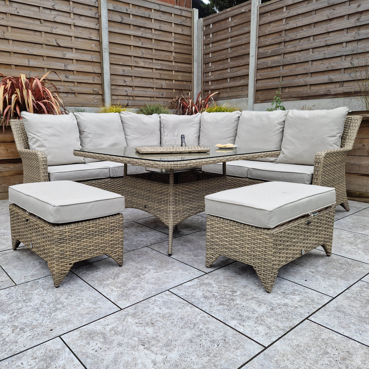 Signature Weave Sarah Corner Dining Sofa with Ice Bucket - Nature