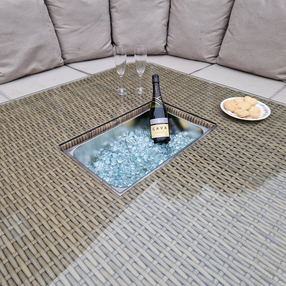 Signature Weave Sarah Corner Dining Sofa with Ice Bucket - Nature